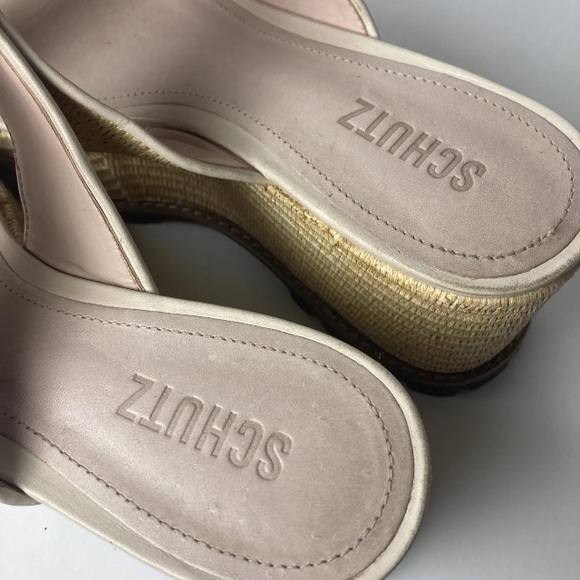 Schutz sandals 10.5 B Platform bella Rafia nude natural Slides Espadrille - Picture 7 of 13